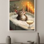 Quadro Decorativo Gatinho No Banho Relaxando
