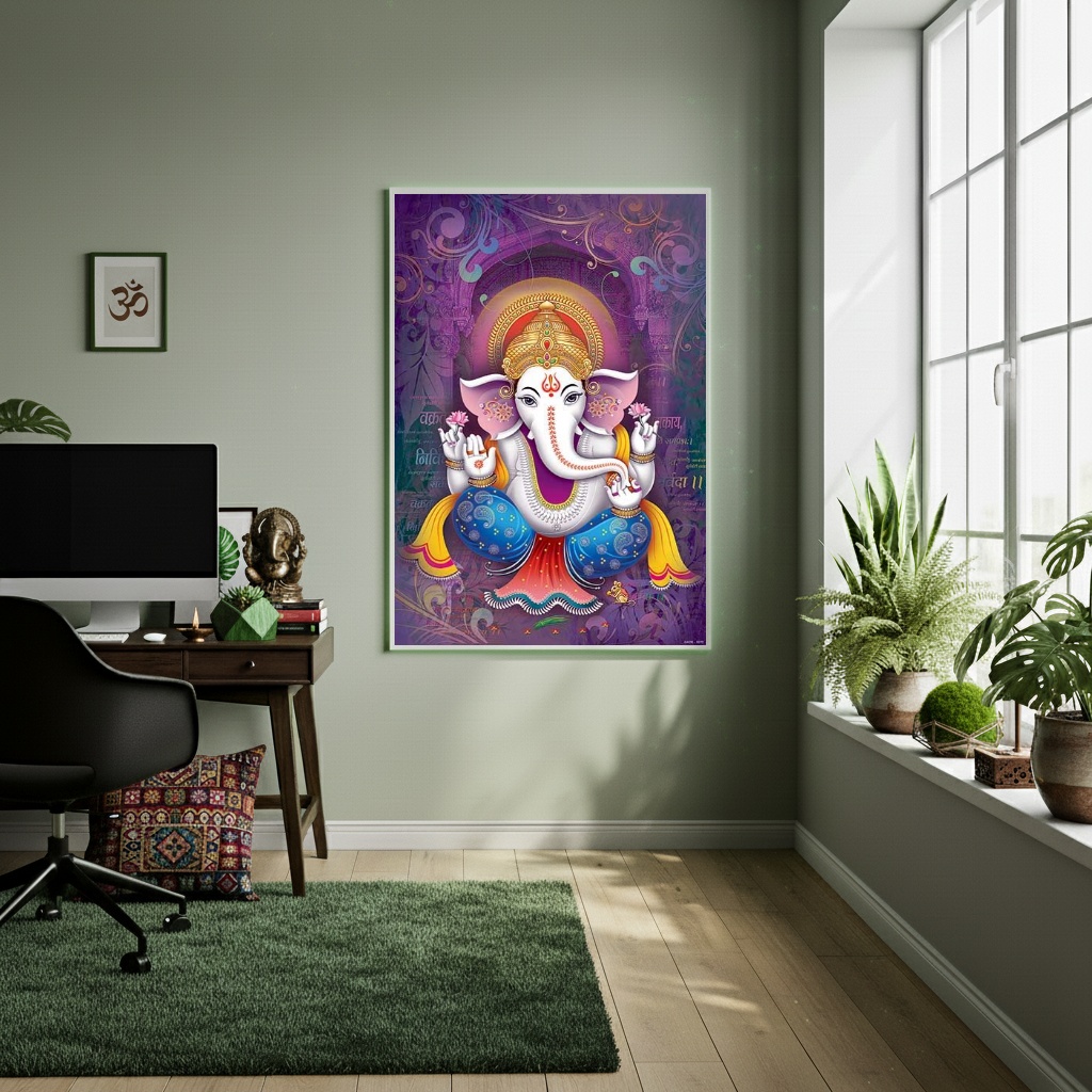 Quadro Decorativo Indiano Ganesha - 70x50 cm