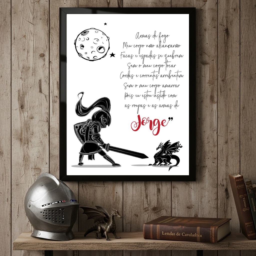 Quadro Decorativo Infantil Oração São Jorge - 70x50 cm