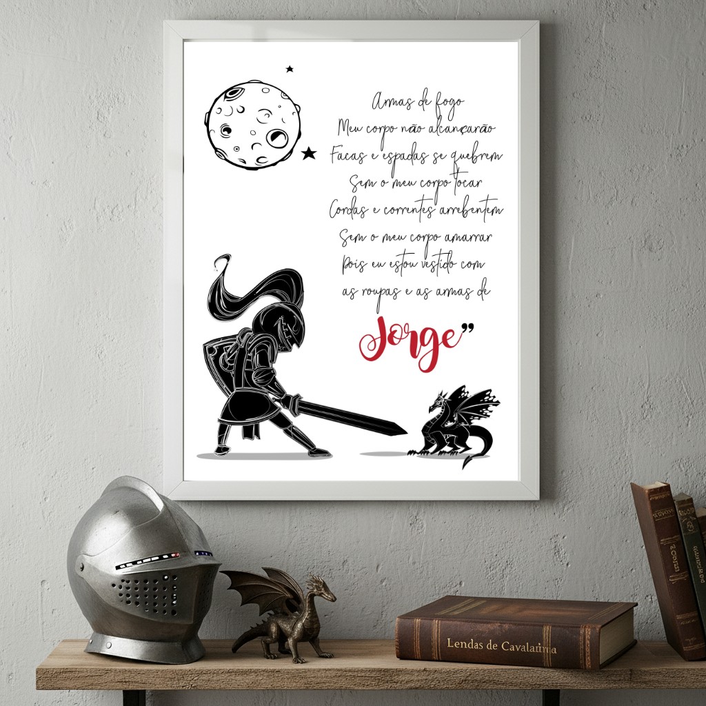 Quadro Decorativo Infantil Oração São Jorge - 70x50 cm