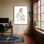 Quadro Decorativo Jesus Com Cordeiro - 70x50 cm