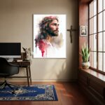 Quadro Decorativo Jesus Cristo Aquarela - 70x50 cm