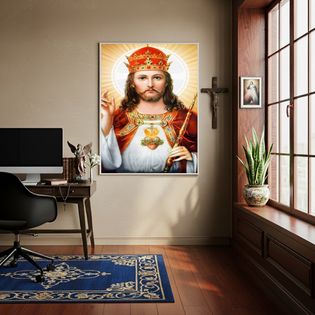 Quadro Decorativo Jesus Cristo Coroa Rei - 70x50 cm