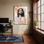 Quadro Decorativo Jesus Cristo Flores - 70x50 cm