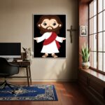 Quadro Decorativo Jesus Cristo Infantil - 70x50 cm