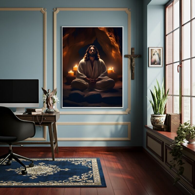 Quadro Decorativo Jesus Cristo Meditando - 70x50cm