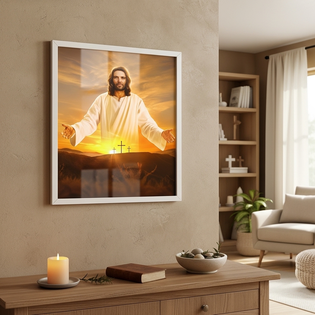 Quadro Decorativo Jesus no Horizonte - 70x50 cm