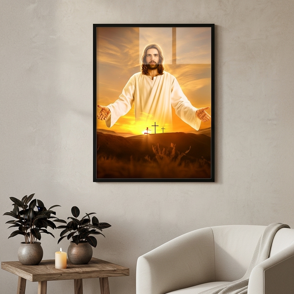Quadro Decorativo Jesus no Horizonte - 70x50 cm