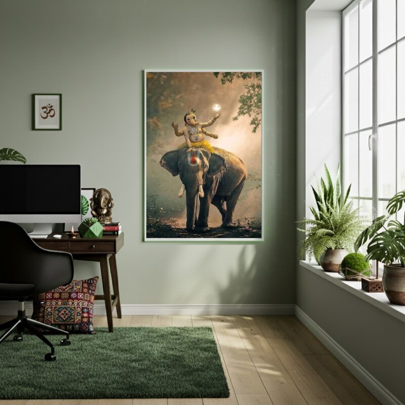 Quadro Decorativo Lord Ganesha Elefante - 70x50 cm