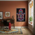 Quadro Decorativo Mão de Fátima Psicodélica - 70x50cm