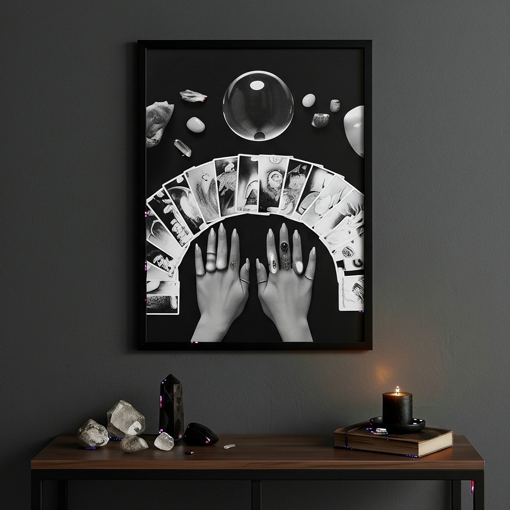 Quadro Decorativo Mãos Cartas Tarot - 70x50 cm