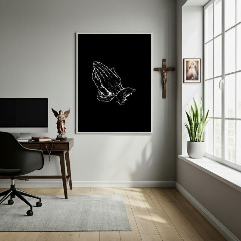 Quadro Decorativo Mãos Prece - 70x50 cm