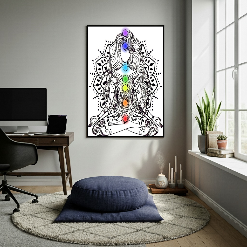 Quadro Decorativo Meditação Aura - 70x50 cm