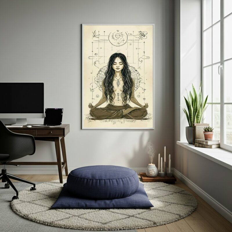 Quadro Decorativo Meditação e Yoga - 70x50 cm