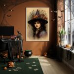 Quadro Decorativo Menina Bela Bruxa Vintage - 70x50cm