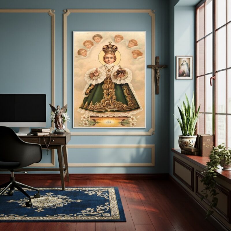 Quadro Decorativo Menino Jesus Milagroso de Praga - 70x50cm