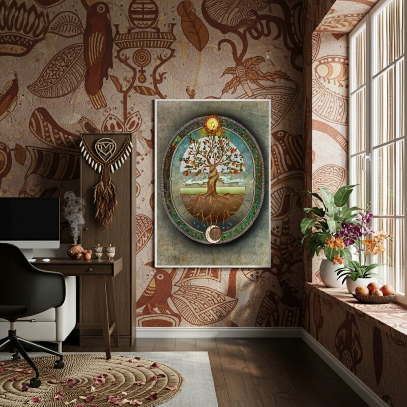 Quadro Decorativo Místico Árvore Da Vida - 70x50 cm