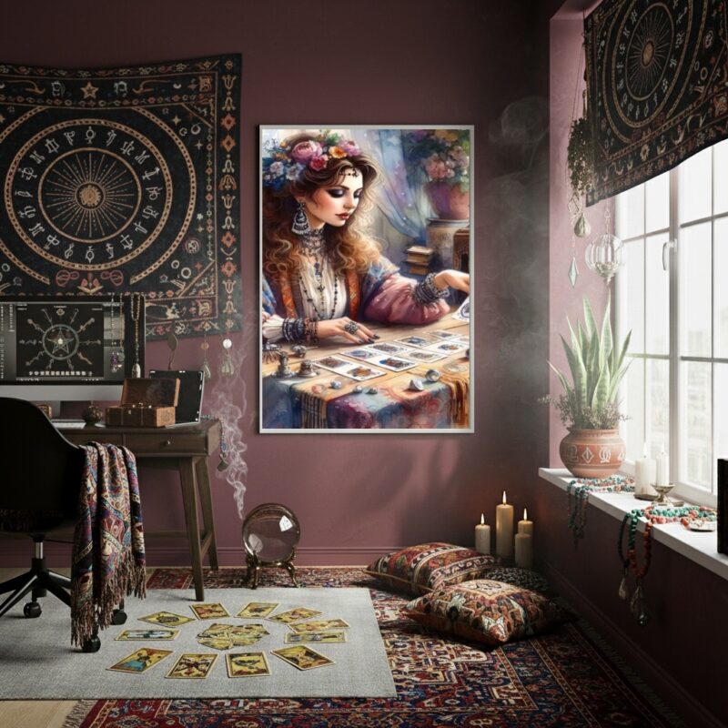 Quadro Decorativo Mulher Cigana Cartomante - 70x50 cm