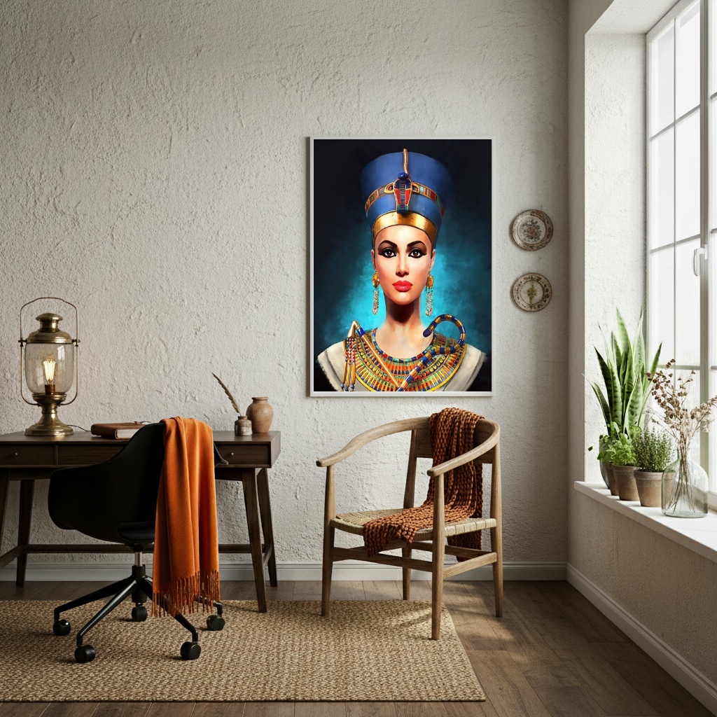 Quadro Decorativo Nefertiti Mulher Egípcia - 70x50 cm
