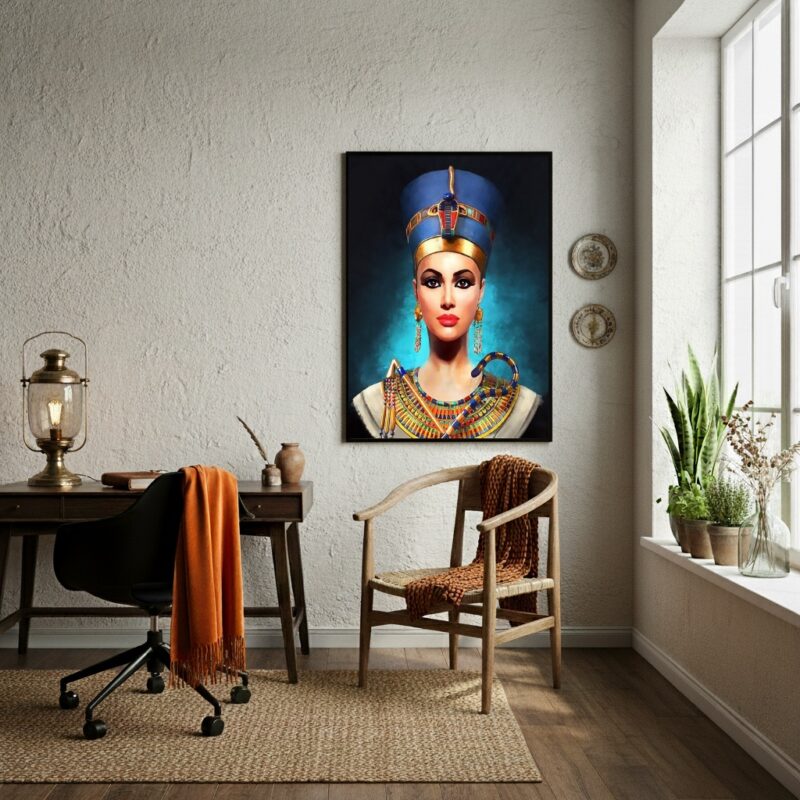 Quadro Decorativo Nefertiti Mulher Egípcia - 70x50 cm