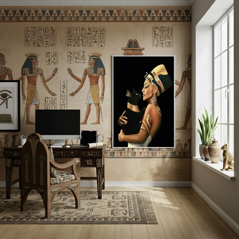 Quadro Decorativo Nerfetiti Com Gato - 70x50cm