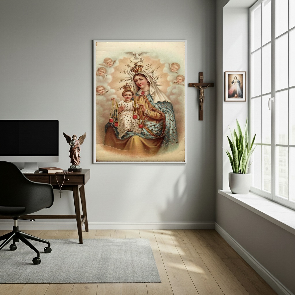 Quadro Decorativo Nossa Senhora Do Carmo Vintage - 70x50 cm