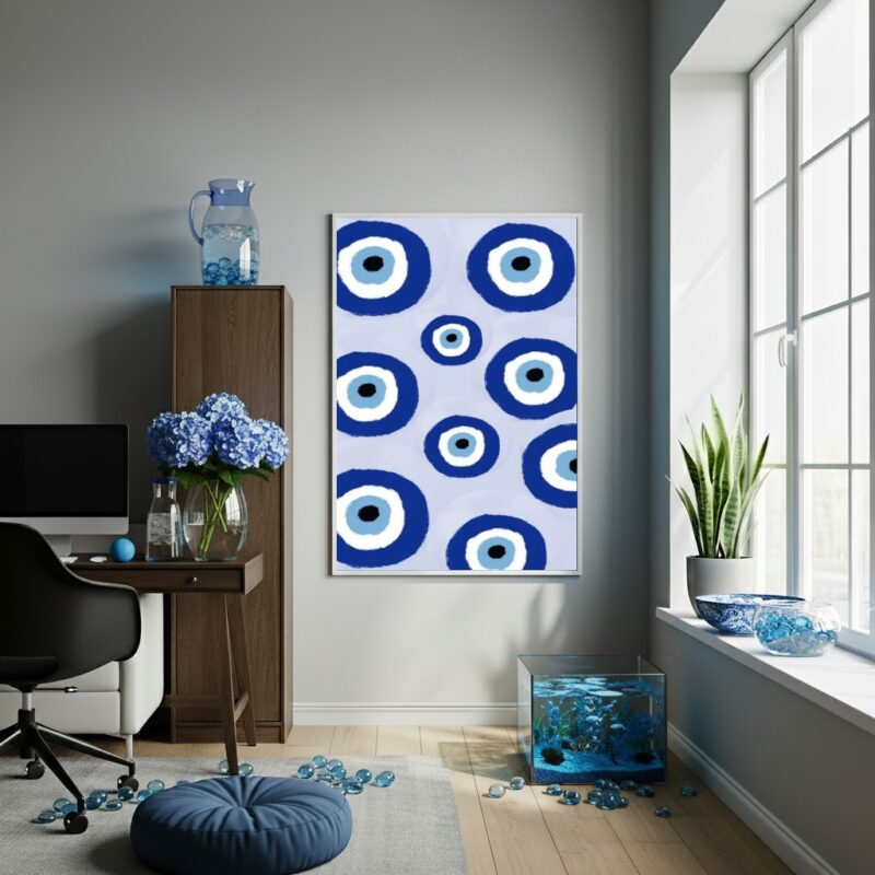 Quadro Decorativo Olhos Gregos Azuis - 70x50 cm