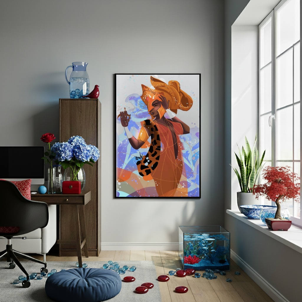 Quadro Decorativo Orixá Obá - 70x50 cm