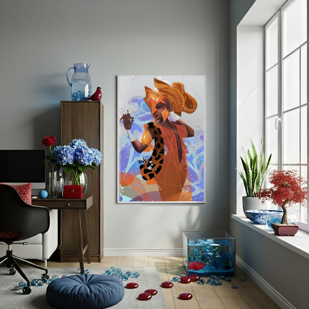 Quadro Decorativo Orixá Obá - 70x50 cm