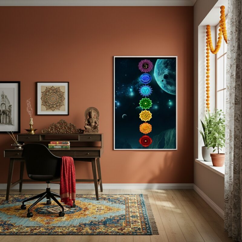 Quadro Decorativo Os Sete Chakras Principais - 70x50cm