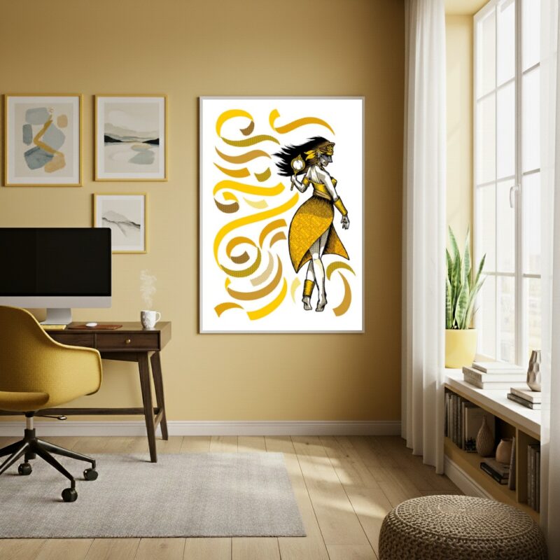 Quadro Decorativo Oxum Fitas Amarelas - 70x50 cm