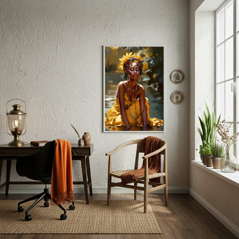 Quadro Decorativo Oxum Mulher Africana - 70x50 cm