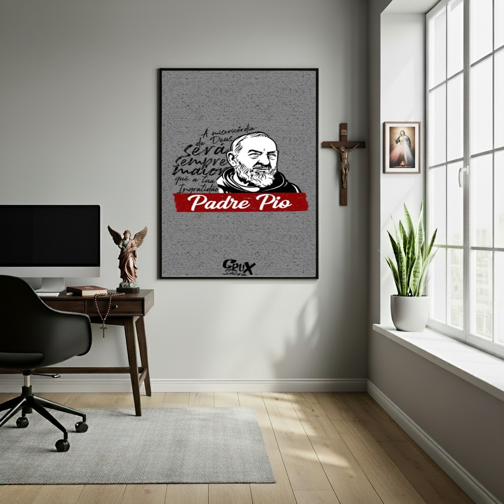 Quadro Decorativo Padre Pio Frase - 70x50 cm