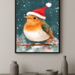Quadro Decorativo Passarinho De Natal