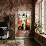 Quadro Decorativo Pena Branca Caboclo - 70x50 cm