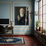 Quadro Decorativo Pintura de São Bento de Núrsia - 70x50cm