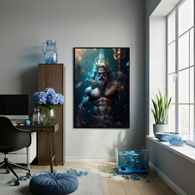 Quadro Decorativo Poseidon Deus Do Mar - 70x50 cm
