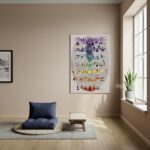 Quadro Decorativo Posturas de Yoga e os 7 Charkras - 70x50cm