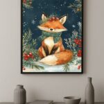 Quadro Decorativo Raposinha De Natal