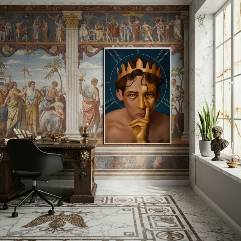 Quadro Decorativo Rei Midas e o Toque de Ouro - 70x50cm