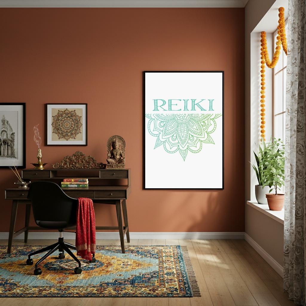 Quadro Decorativo Reiki e Mandala - 70x50cm