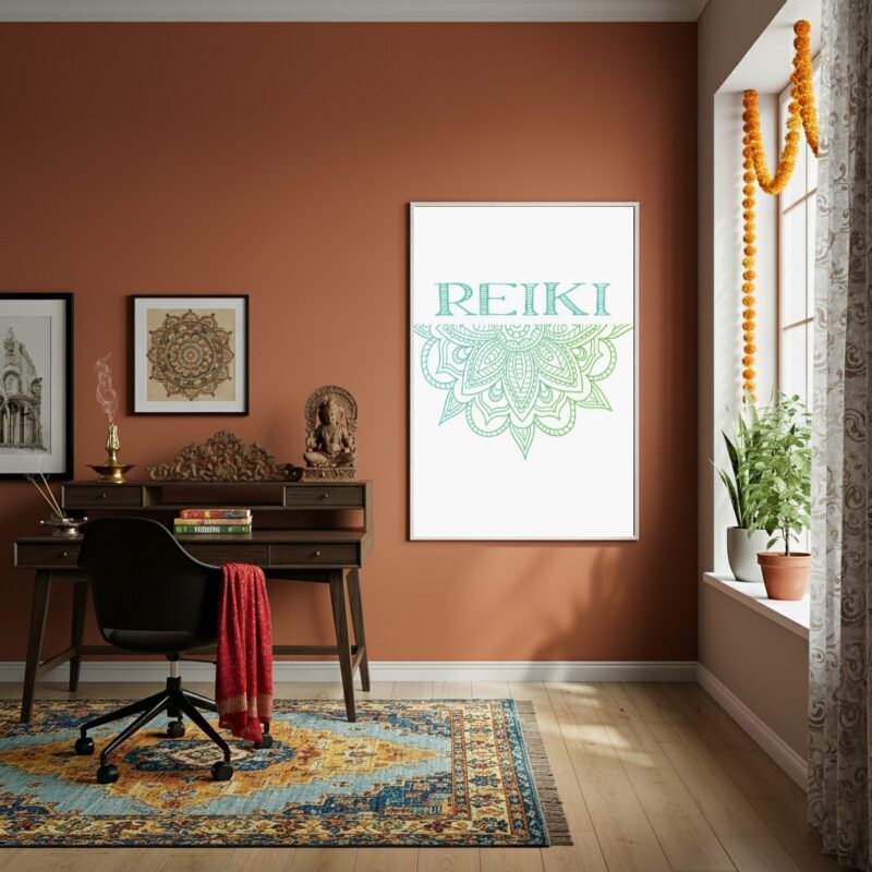 Quadro Decorativo Reiki e Mandala - 70x50cm