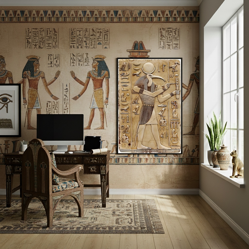 Quadro Decorativo Representação do Deus Egípcio Thoth - 70x50cm