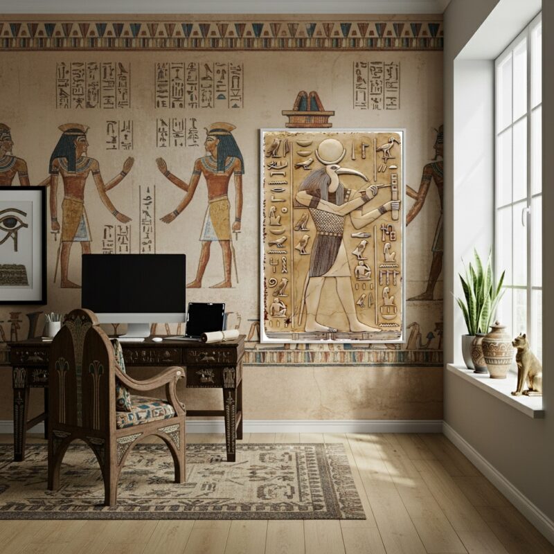 Quadro Decorativo Representação do Deus Egípcio Thoth - 70x50cm