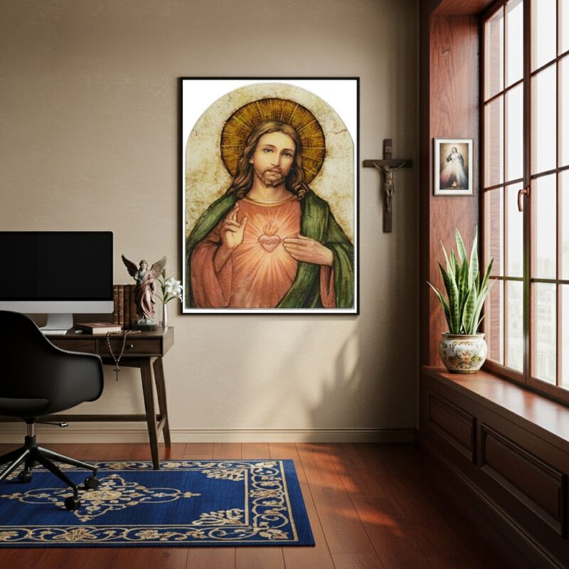 Quadro Decorativo Sacro Sagrado Coração de Jesus - 70x50 cm