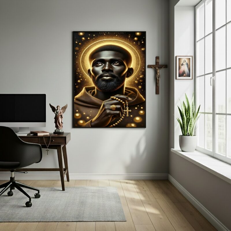 Quadro Decorativo Sacro São Benedito - 70x50 cm