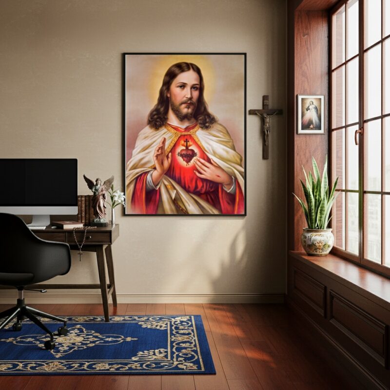 Quadro Decorativo Sagrado Coração de Jesus - 70x50 cm