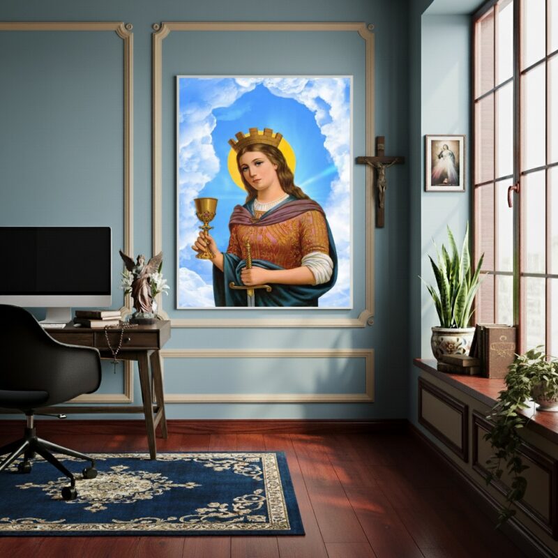 Quadro Decorativo Santa Bárbara Mártir Cristã - 70x50cm