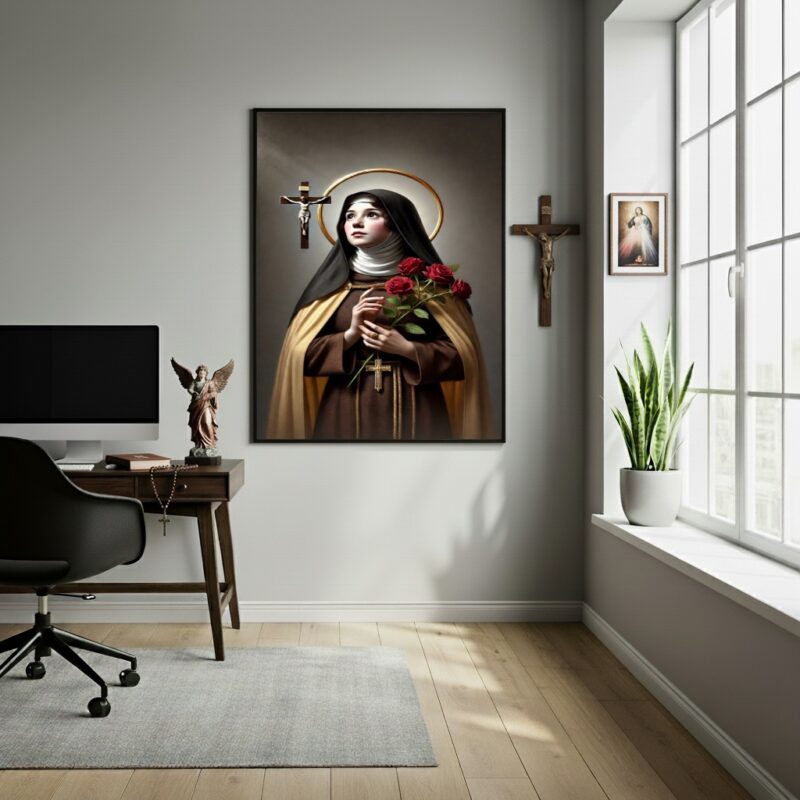 Quadro Decorativo Santa Teresinha Das Rosas - 70x50 cm