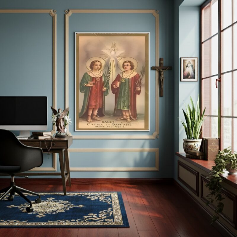 Quadro Decorativo Santos Cosme e Damião - 70x50cm